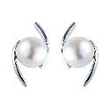 9ct White Gold Cultured Freshwater Pearl Elipse Earrings