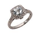 9ct White Gold Diamond and Aquamarine Vintage Ring 9ct White Gold Diamond and Aquamarine Vintage Ring